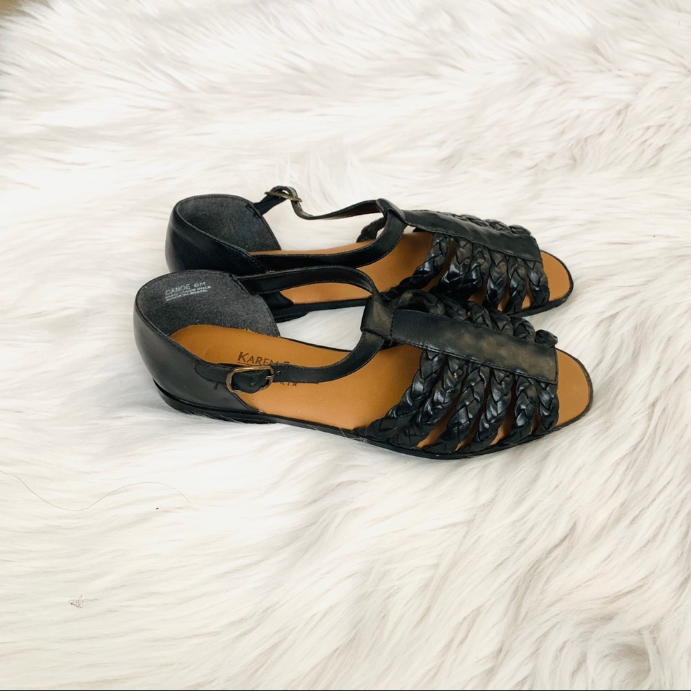 Karen Scott Womens Flat Sandals in Black- Size 6